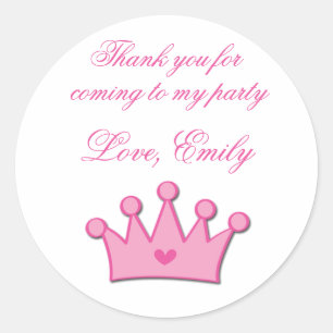 Prinses Verjaardagsfeest Labels Stickers Roze Kroo