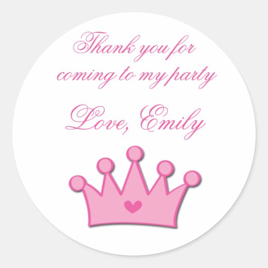 Prinses Verjaardagsfeest Labels Stickers Roze Kroo (Voorkant)