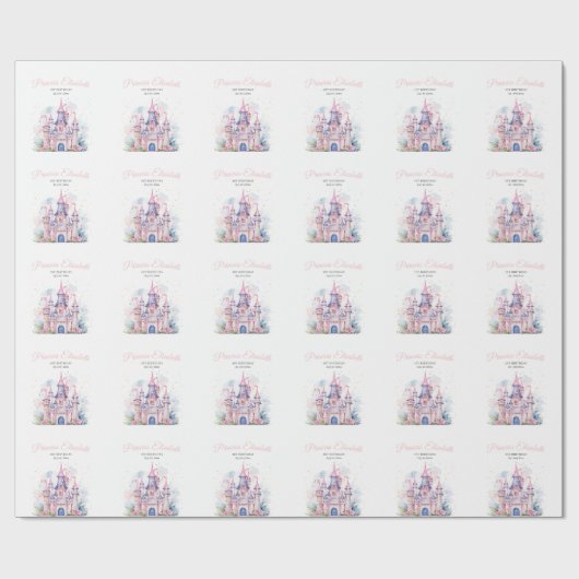 Prinses verjaardagsfeest, Prinses Kasteel Verjaard Cadeaupapier (Vlak)