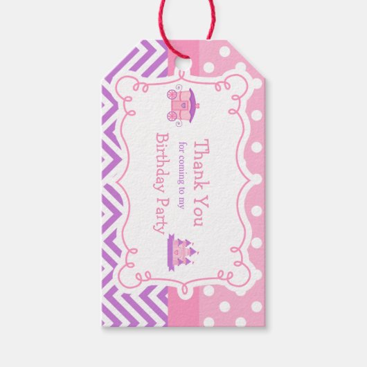 Prinses Verjaardagsfeest Roze en Paarse Gift Label Cadeaulabel (Voorkant)