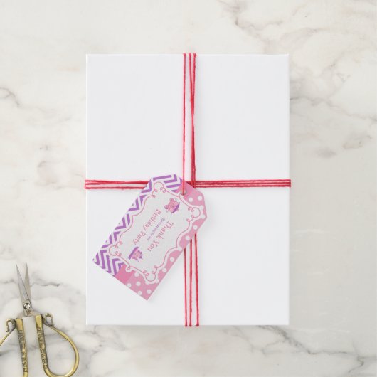 Prinses Verjaardagsfeest Roze en Paarse Gift Label Cadeaulabel (Met Touw)
