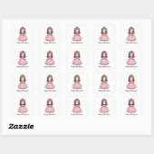 Prinses Verjaardagsfeest Roze Gown Schattigee Cart Vierkante Sticker (Vel)