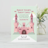 Prinses verjaardagsfeest, sprookjesachtig roze kas kaart (Staand voorkant)