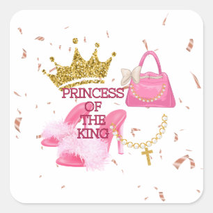 Prinses verjaardagsfeest vierkante sticker