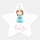 Prinses verjaardagsfeestje bedankt ster sticker (Voorkant)