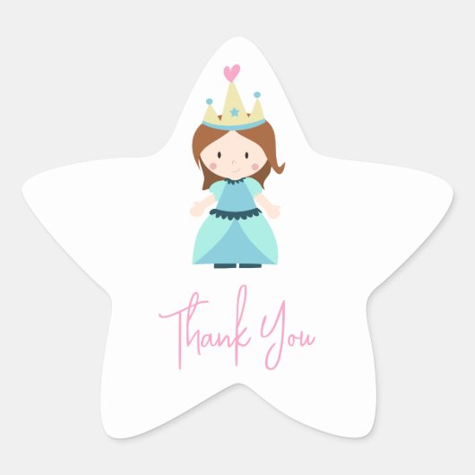 Prinses verjaardagsfeestje bedankt ster sticker (Voorkant)