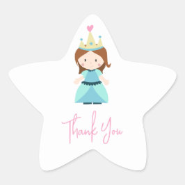 Prinses verjaardagsfeestje bedankt ster sticker