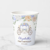 Prinses Verjaardagsfeestje Carriage Blue Floral Papieren Bekers (Voorkant)