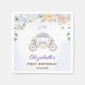 Prinses Verjaardagsfeestje Carriage Blue Floral Servet (Voorkant)