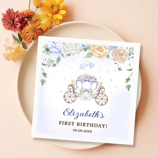 Prinses Verjaardagsfeestje Carriage Blue Floral Servet