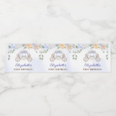 Prinses Verjaardagsfeestje Carriage Blue Floral Waterfles Etiket (Enkel label)