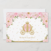 Prinses Verjaardagsfeestje Carriage Pink Floral Fo Kaart (Achterkant)
