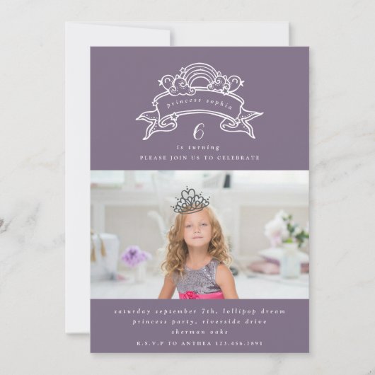 PRINSES VERJAARDAGSFEESTJE FOTO UITNODIGING (Voorkant)