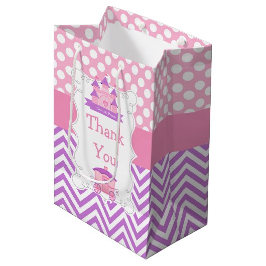 Prinses Verjaardagsfeestje Roze en Paarse Dank U Medium Cadeauzakje (Voorkant Gekanteld)