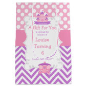 Prinses Verjaardagsfeestje Roze en Paarse Dank U Medium Cadeauzakje (Achterkant)