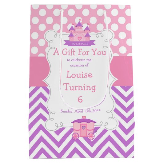 Prinses Verjaardagsfeestje Roze en Paarse Dank U Medium Cadeauzakje (Achterkant)