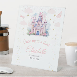 Prinses Verjaardagsfeestje Sprookjeskasteel Roze M Reclamebord Met Voetstuk