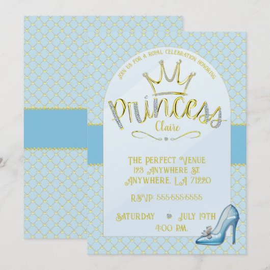 Prinses Verjaardagsfeestuitnodigingen Kaart (Voorkant / Achterkant)