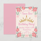 Prinses Verjaardagsfeestuitnodigingen Kaart (Voorkant / Achterkant)