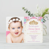 Prinses verjaardagsfoto roze gouden paarse kaart (Staand voorkant)