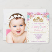 Prinses verjaardagsfoto roze gouden paarse kaart (Voorkant)