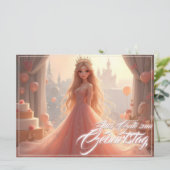 Prinses verjaardagskaart in Roze (Staand voorkant)