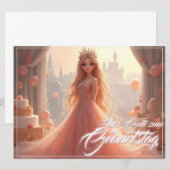 Prinses verjaardagskaart in Roze (Voorkant / Achterkant)