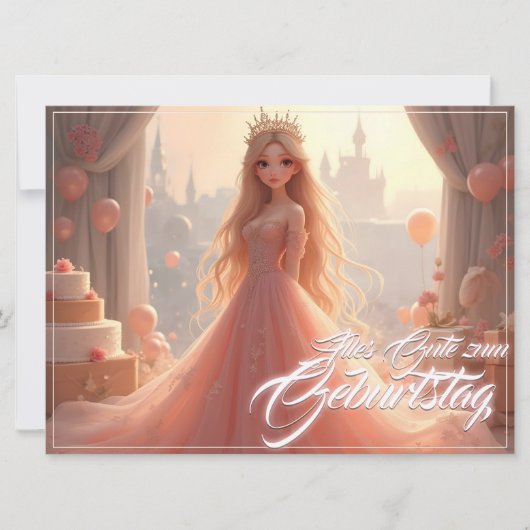 Prinses verjaardagskaart in Roze (Voorkant)