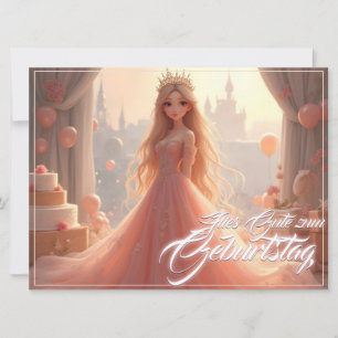 Prinses verjaardagskaart in Roze