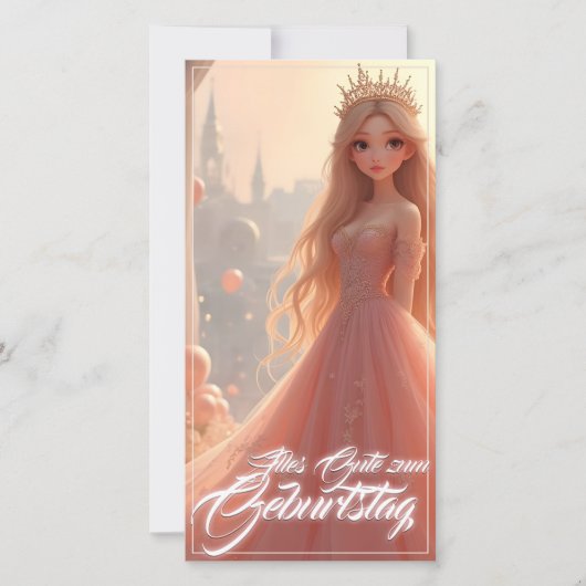 Prinses verjaardagskaart in Roze (Voorkant)
