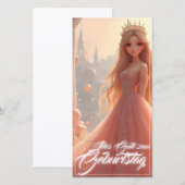 Prinses verjaardagskaart in Roze (Voorkant / Achterkant)