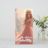 Prinses verjaardagskaart in Roze (Staand voorkant)