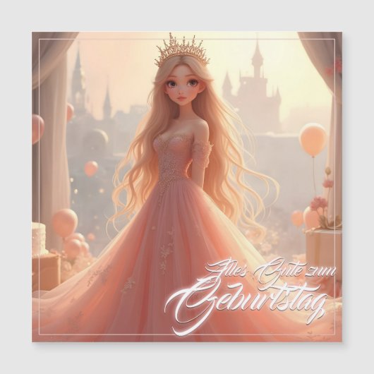 Prinses verjaardagskaart in roze (Voorkant)
