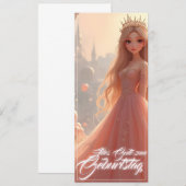 Prinses verjaardagskaart in roze (Voorkant / Achterkant)