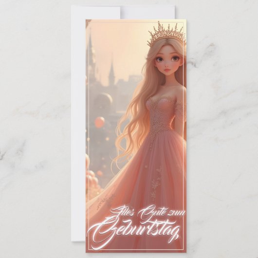Prinses verjaardagskaart in roze (Voorkant)