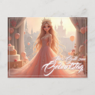 Prinses verjaardagskaart in Roze Feestdagenkaart