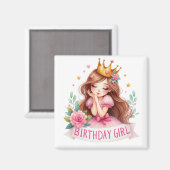 Prinses Verjaardagsmeisje Kroon Magneet (Voorkant / Achterkant)