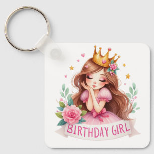 Prinses Verjaardagsmeisje Kroon Sleutelhanger