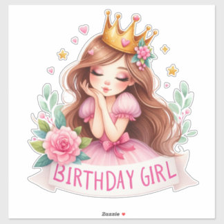 Prinses Verjaardagsmeisje Kroon Sticker