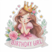 Prinses Verjaardagsmeisje Kroon Sticker (Voorkant)