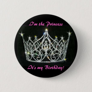 PRINSES VERJAARDAGSPEN RONDE BUTTON 5,7 CM