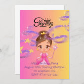 Prinses verjaardagsuitnodiging, digitale download kaart (Voorkant / Achterkant)