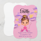 Prinses verjaardagsuitnodiging, digitale download kaart (Voorkant / Achterkant)
