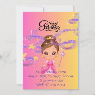 Prinses verjaardagsuitnodiging, digitale download kaart
