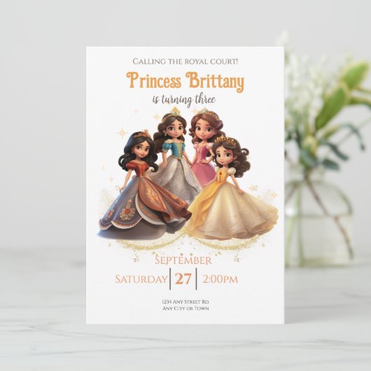 Prinses Verjaardagsuitnodiging, Prinses Koninklijk Kaart (Staand voorkant)