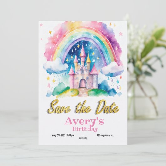 Prinses Verjaardagsuitnodiging Roze Paarse Lila Kaart (Staand voorkant)