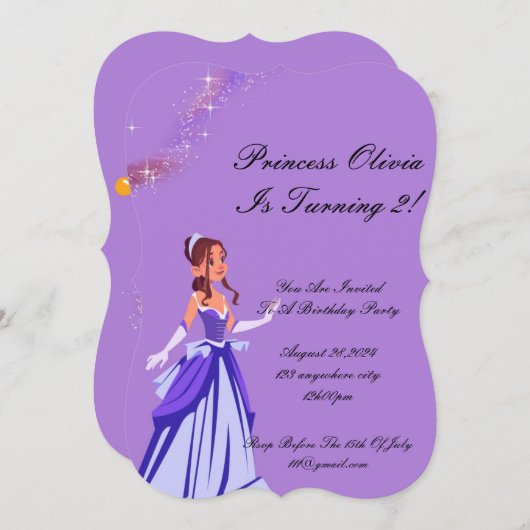 Prinses verjaardagsuitnodiging voor meisjes save the date (Voorkant / Achterkant)