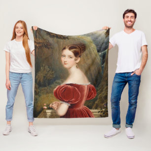 Prinses Victoria in blauwe jurk Fleece Deken