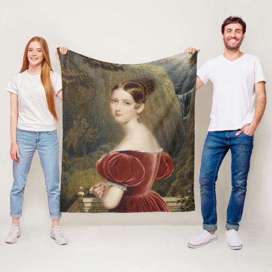 Prinses Victoria in blauwe jurk Fleece Deken (In situ)