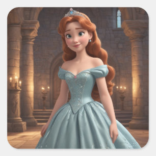  prinses vierkante sticker